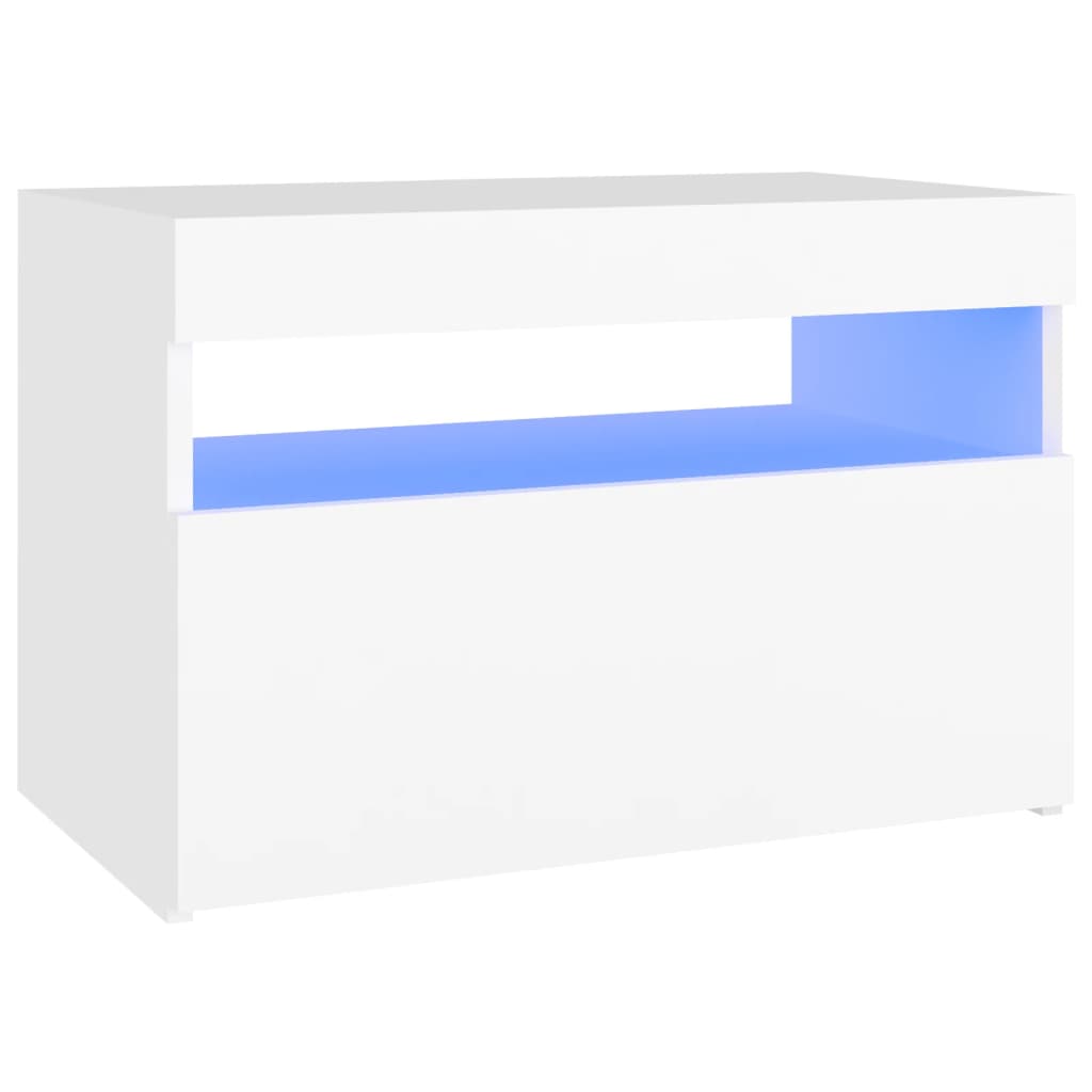 Noćni ormarić LED svjetla visoki sjaj bijeli 60x35x40 cm drvo