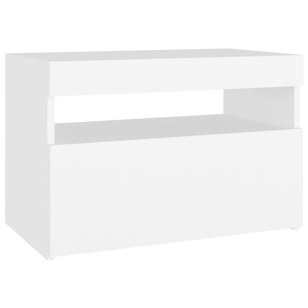 Noćni ormarić LED svjetla visoki sjaj bijeli 60x35x40 cm drvo