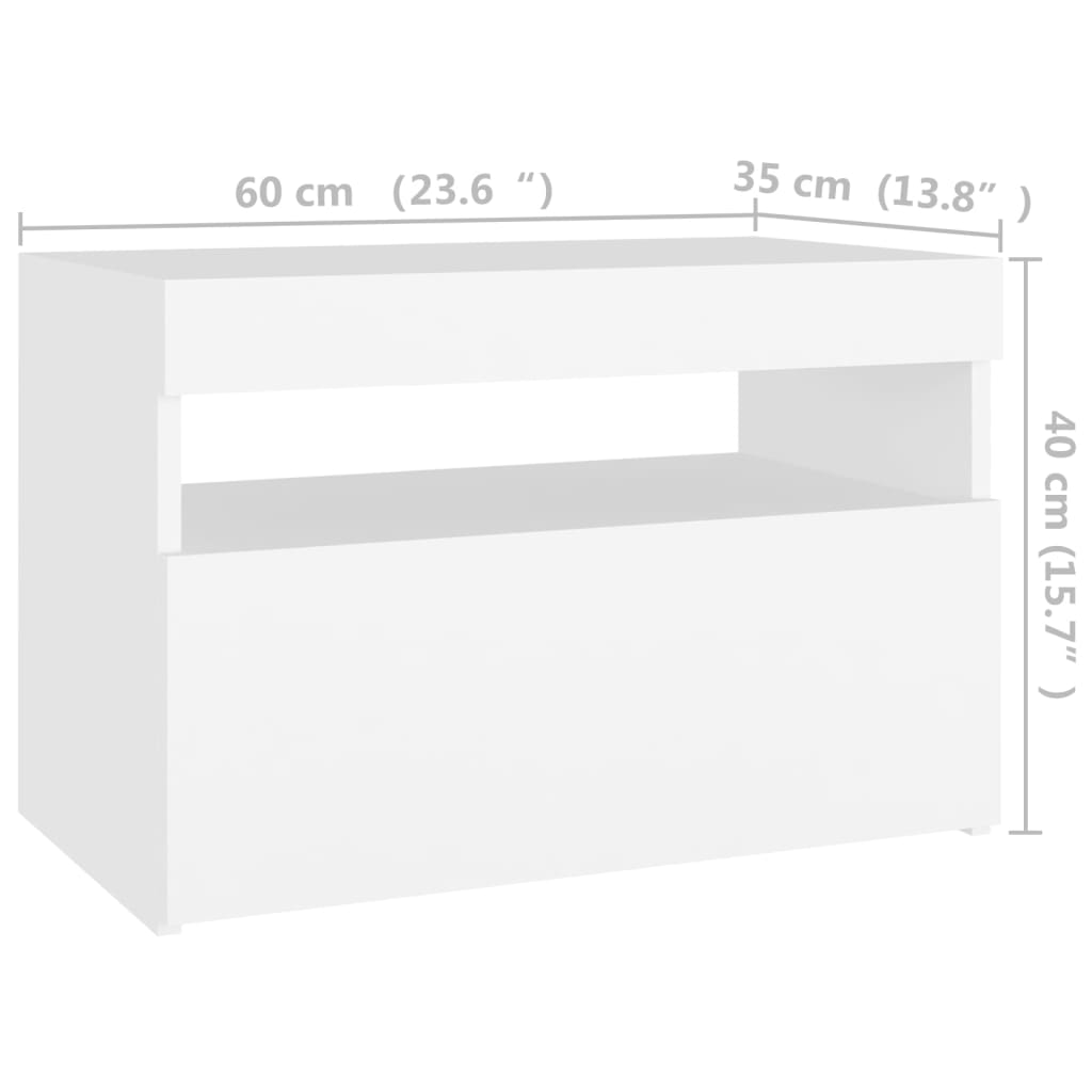 Noćni ormarić LED visoki sjaj bijeli 2 kom 60 x 35 x 40 cm drvo