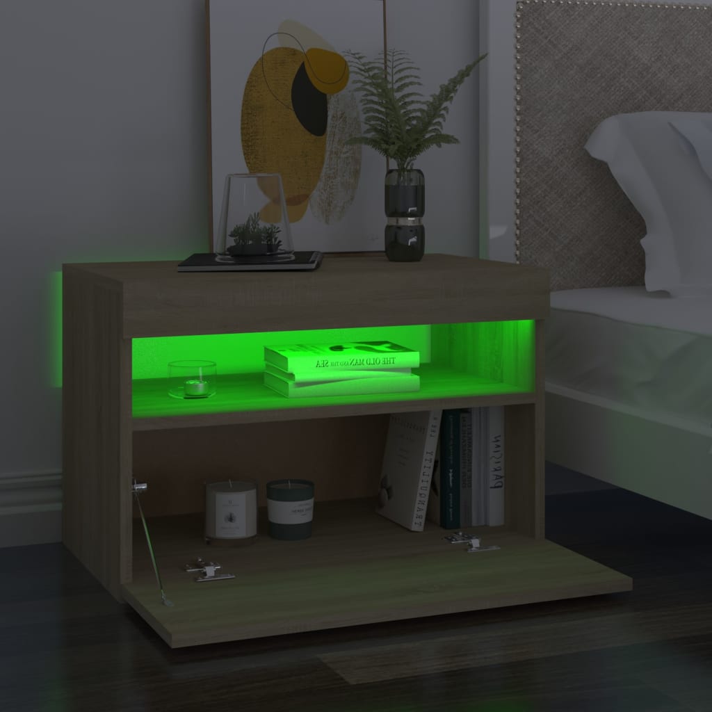 Noćni ormarić LED boja hrasta sonome 60 x 35 x 40 cm drveni