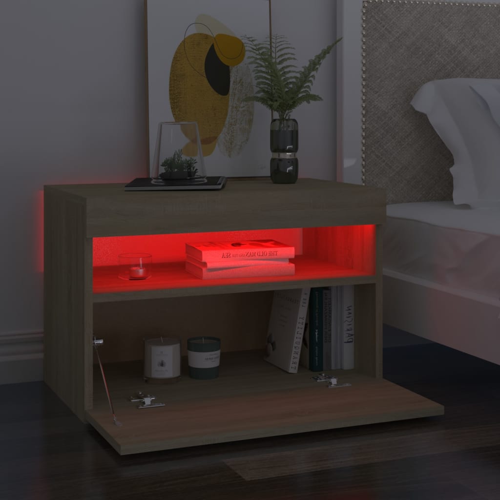 Noćni ormarić LED boja hrasta sonome 60 x 35 x 40 cm drveni