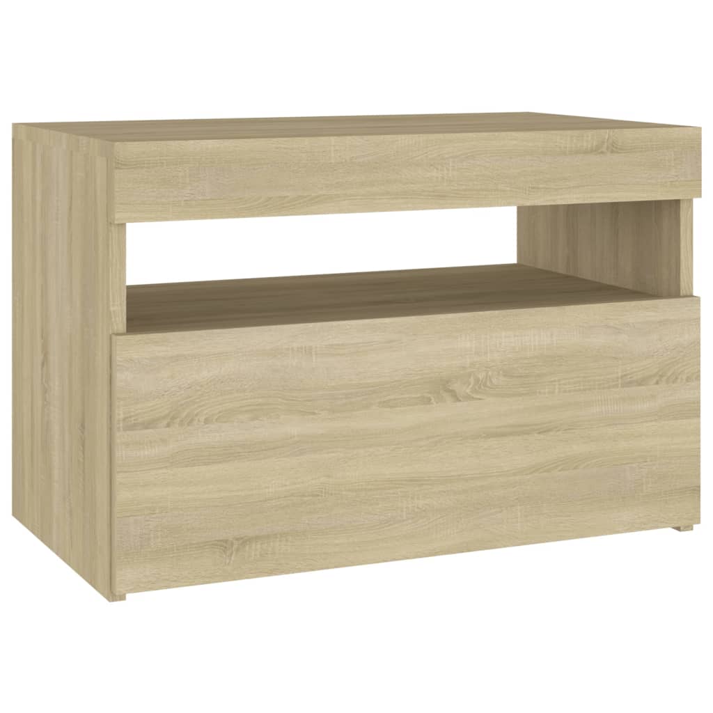 Noćni ormarić s LED svjetlima 2 kom boja hrasta 60 x 35 x 40 cm