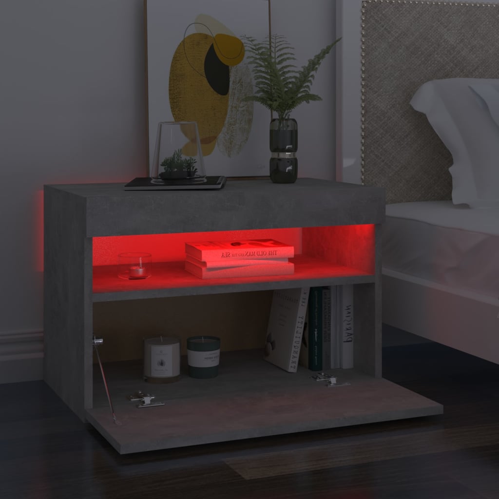 Noćni ormarić LED 2 kom siva boja betona 60x35x40 cm od iverice