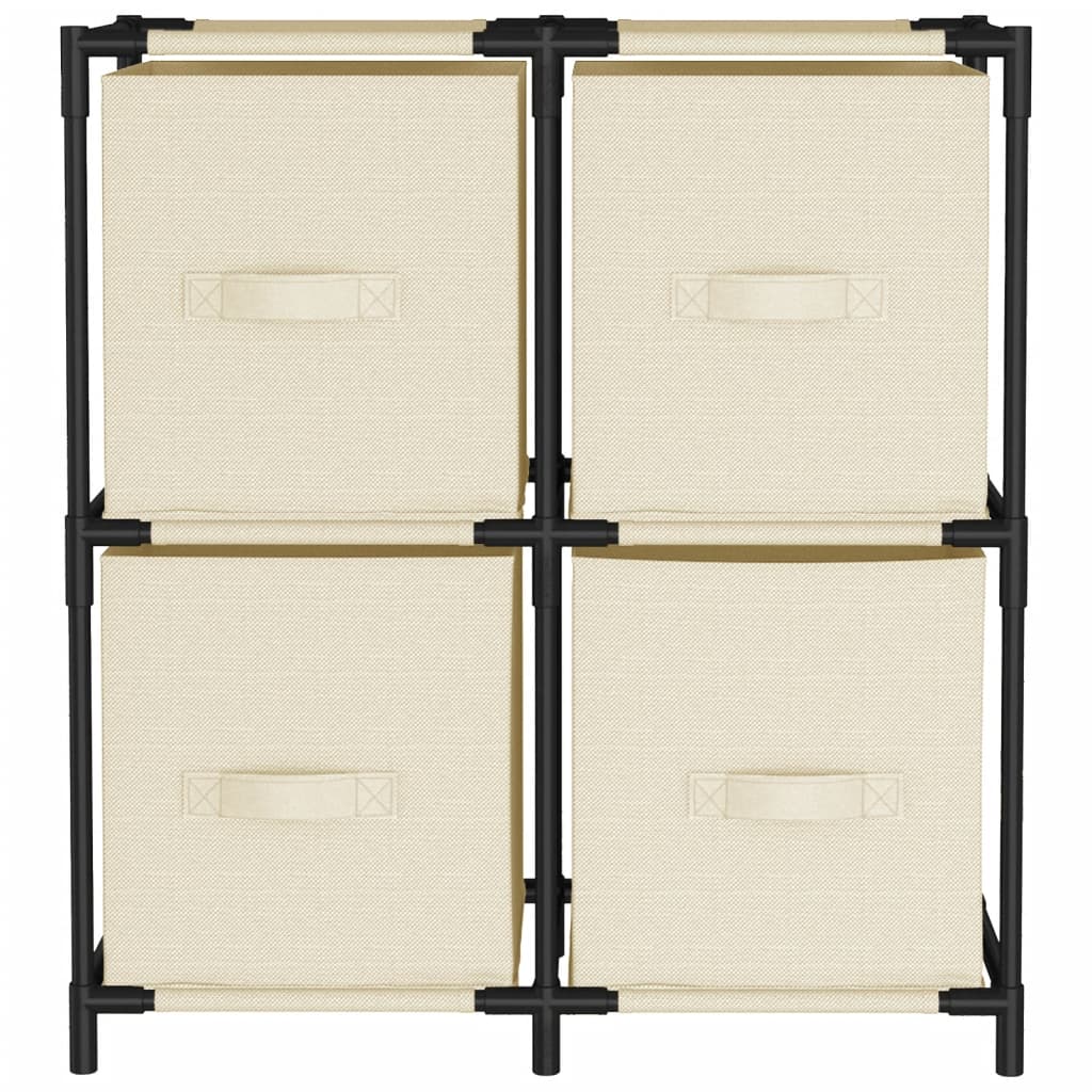 Ormarić za pohranu s 4 platnene košare krem 63x30x71 cm čelični