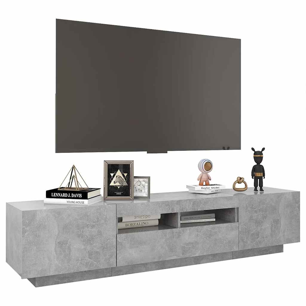 TV ormarić s LED svjetlima siva boja betona 180 x 35 x 40 cm