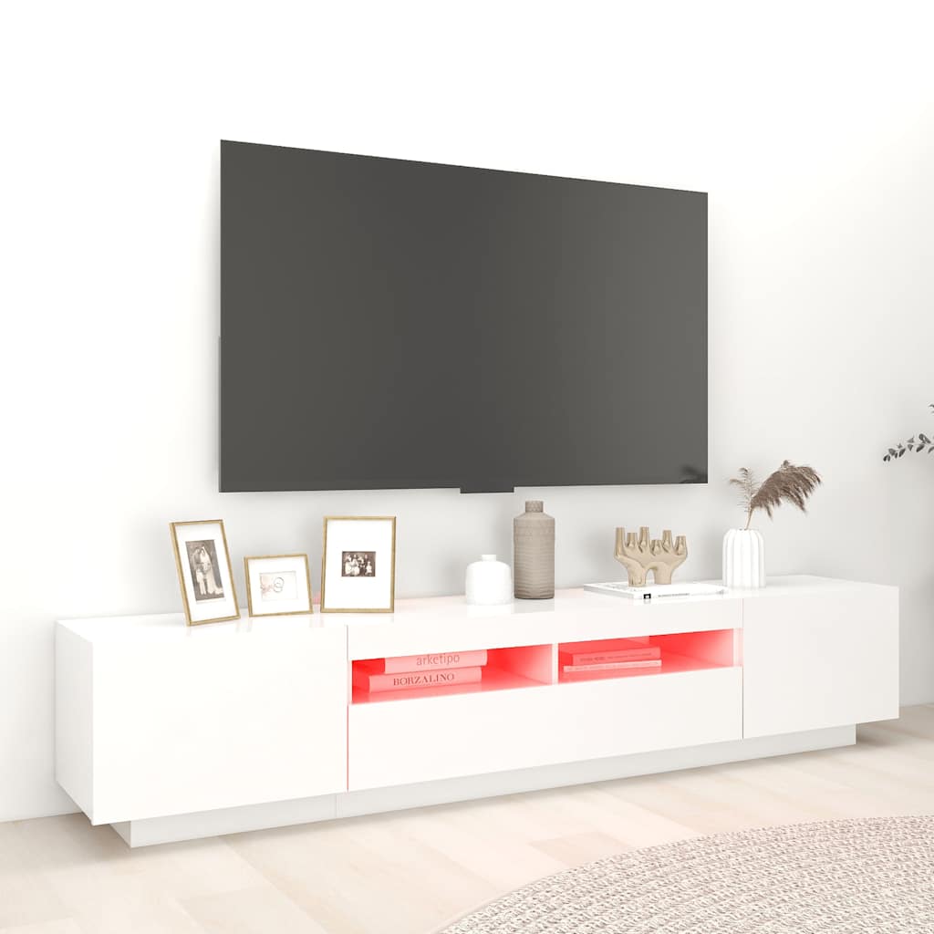 TV ormarić s LED svjetlima bijeli 200 x 35 x 40 cm