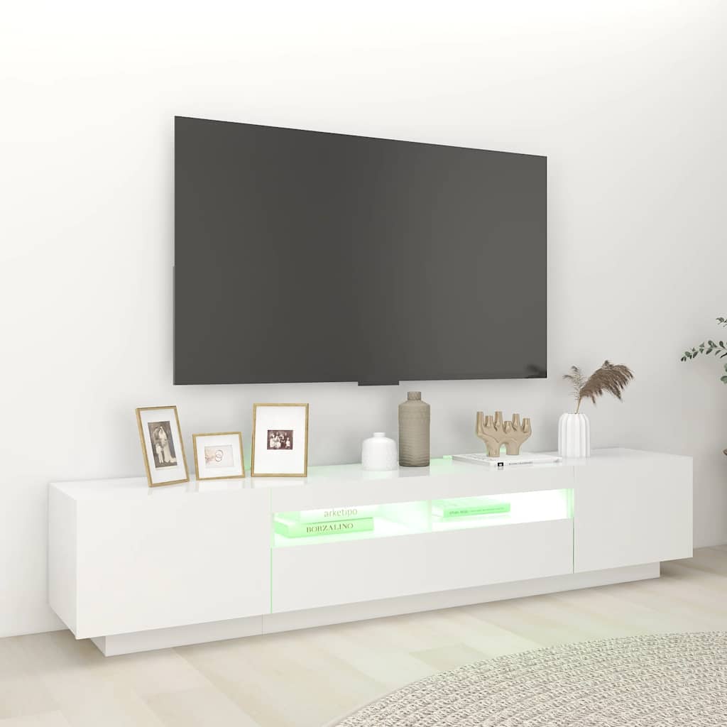 TV ormarić s LED svjetlima bijeli 200 x 35 x 40 cm