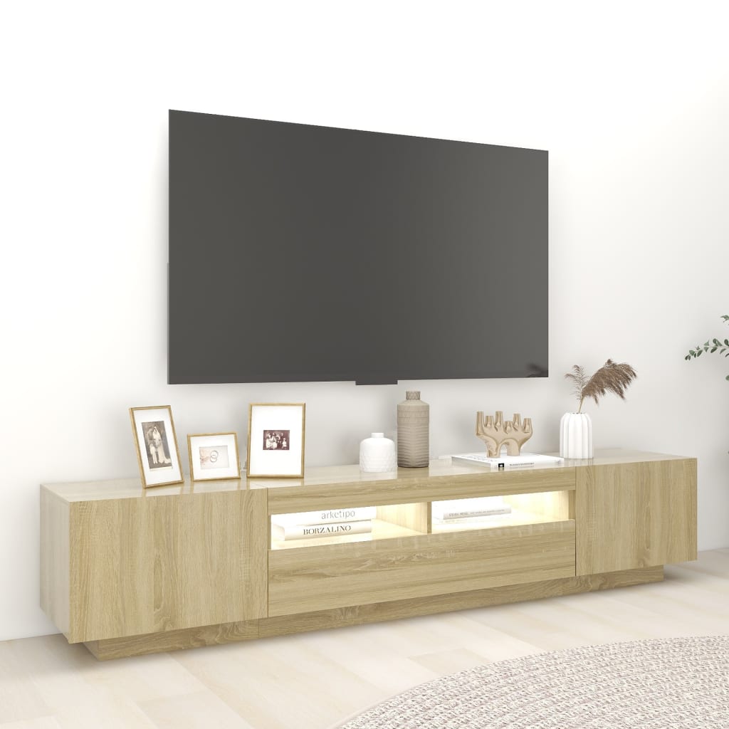 TV ormarić s LED svjetlima boja hrasta sonome 200 x 35 x 40 cm