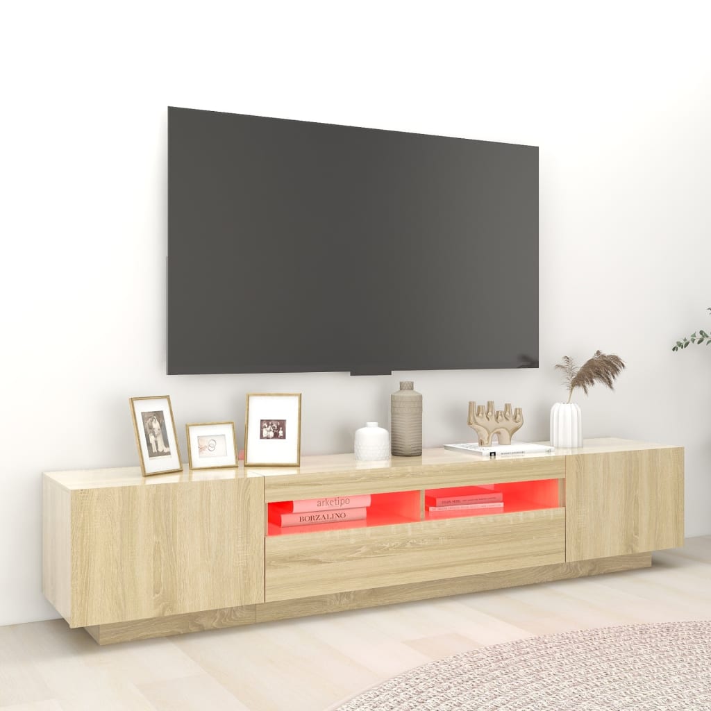 TV ormarić s LED svjetlima boja hrasta sonome 200 x 35 x 40 cm