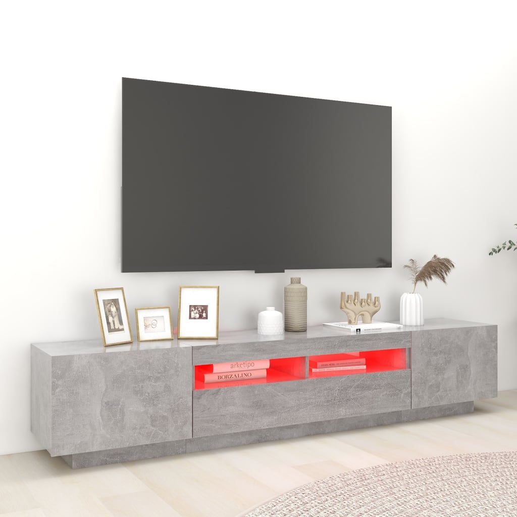 TV ormarić s LED svjetlima siva boja betona 200 x 35 x 40 cm