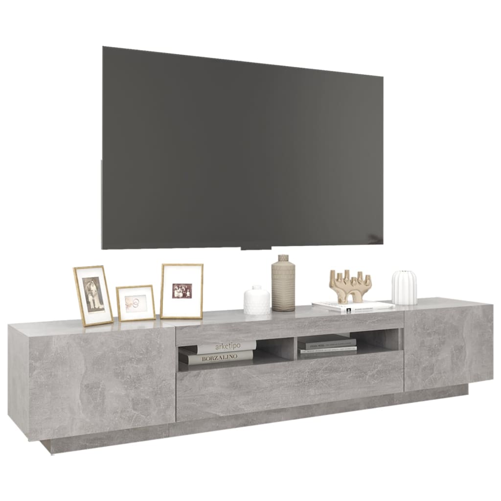 TV ormarić s LED svjetlima siva boja betona 200 x 35 x 40 cm