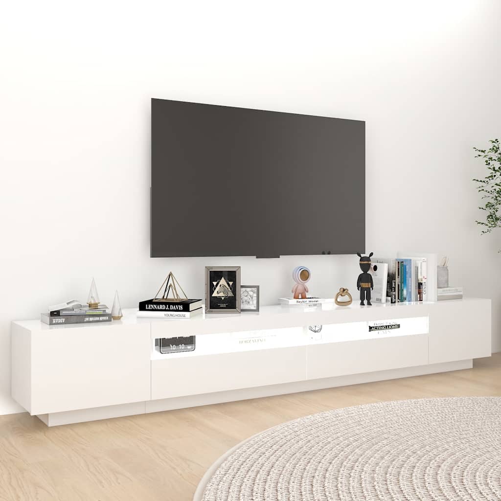 TV ormarić s LED svjetlima bijeli 260 x 35 x 40 cm