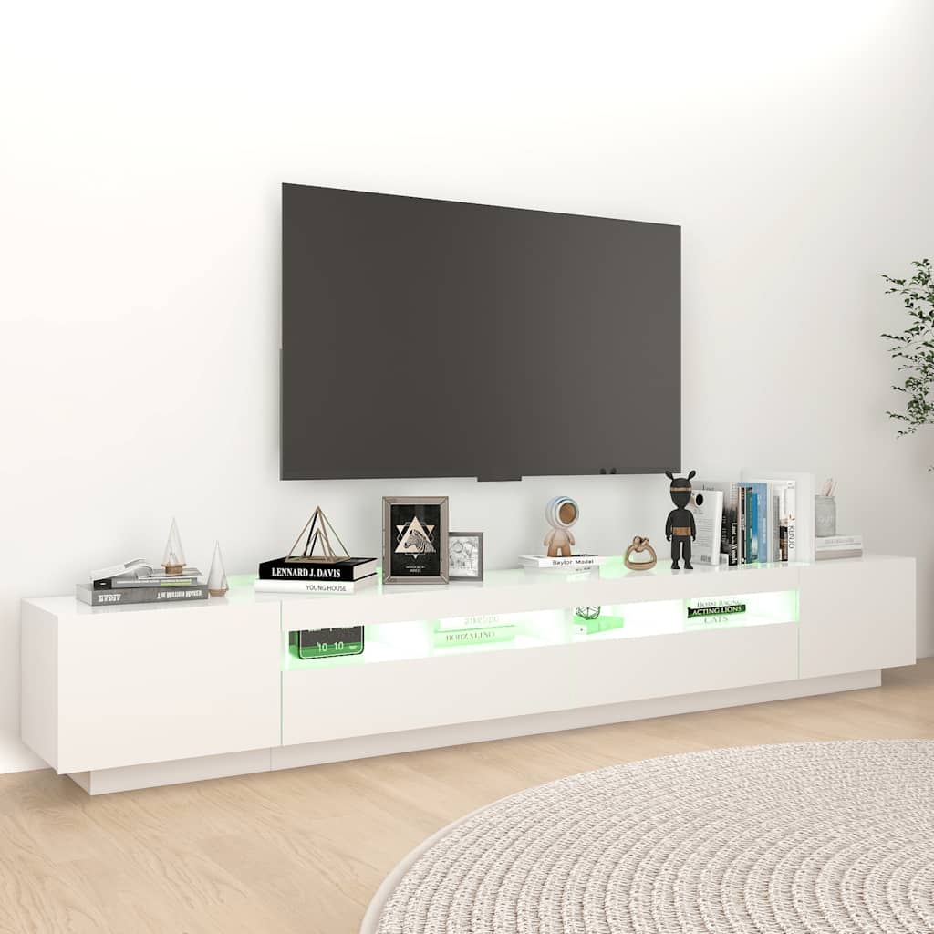 TV ormarić s LED svjetlima bijeli 260 x 35 x 40 cm