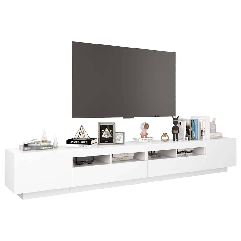 TV ormarić s LED svjetlima bijeli 260 x 35 x 40 cm