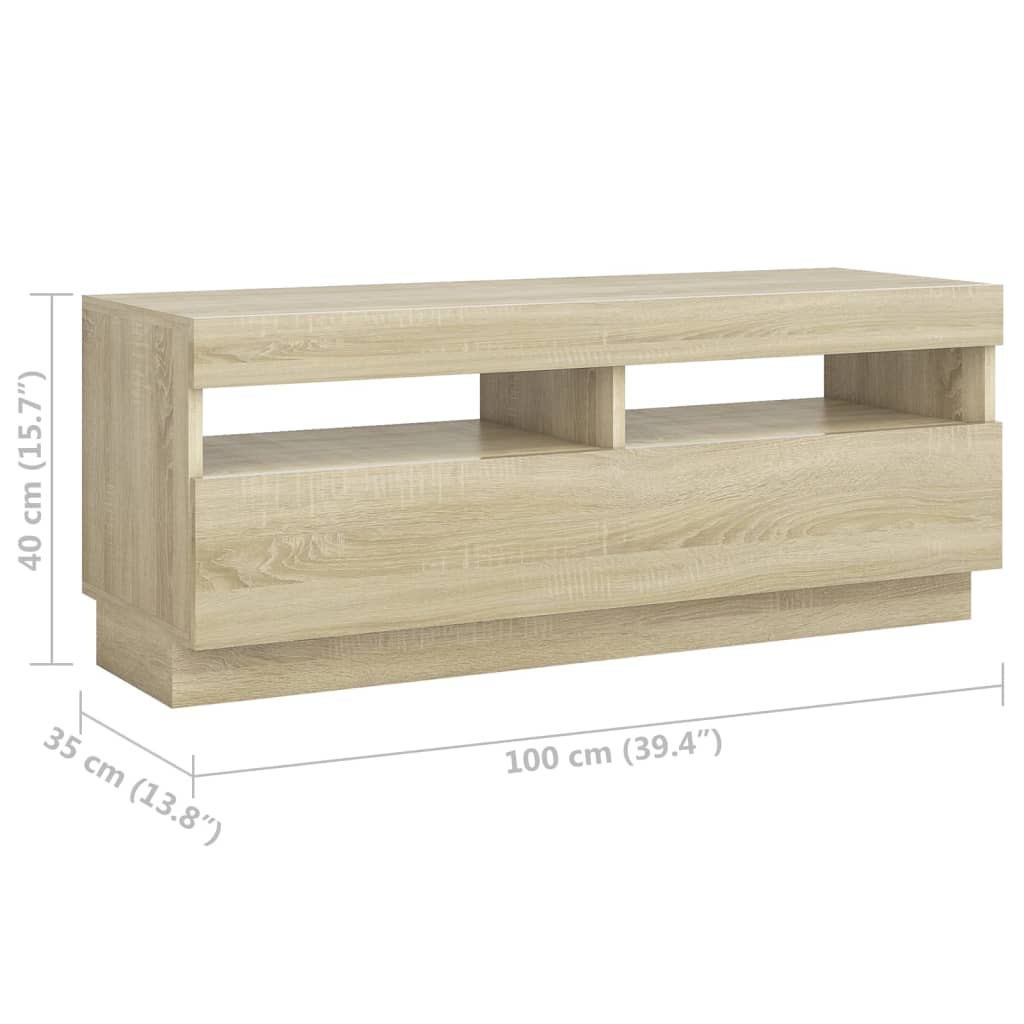 TV ormarić s LED svjetlima boja hrasta sonome 300 x 35 x 40 cm