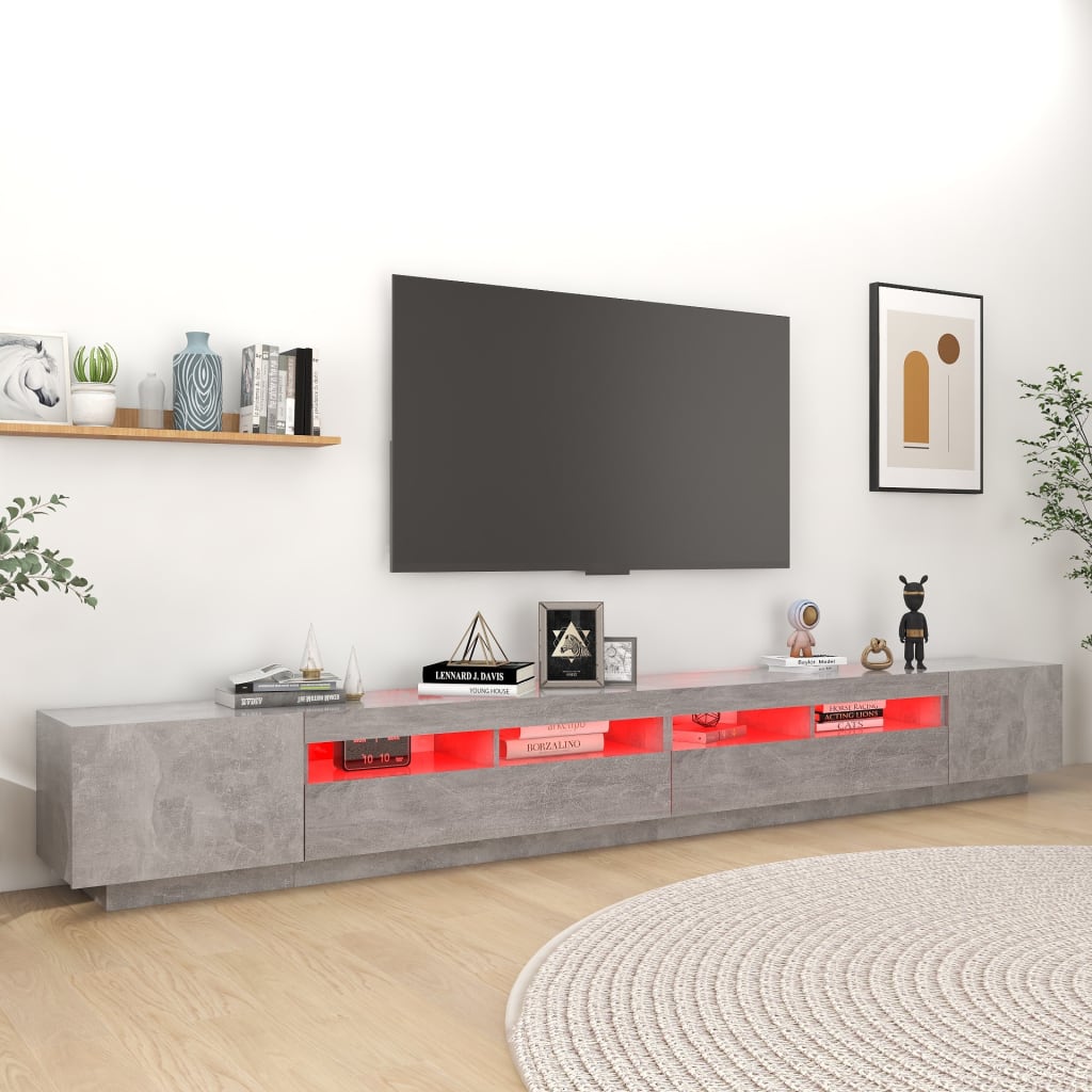 TV ormarić s LED svjetlima siva boja betona 300 x 35 x 40 cm