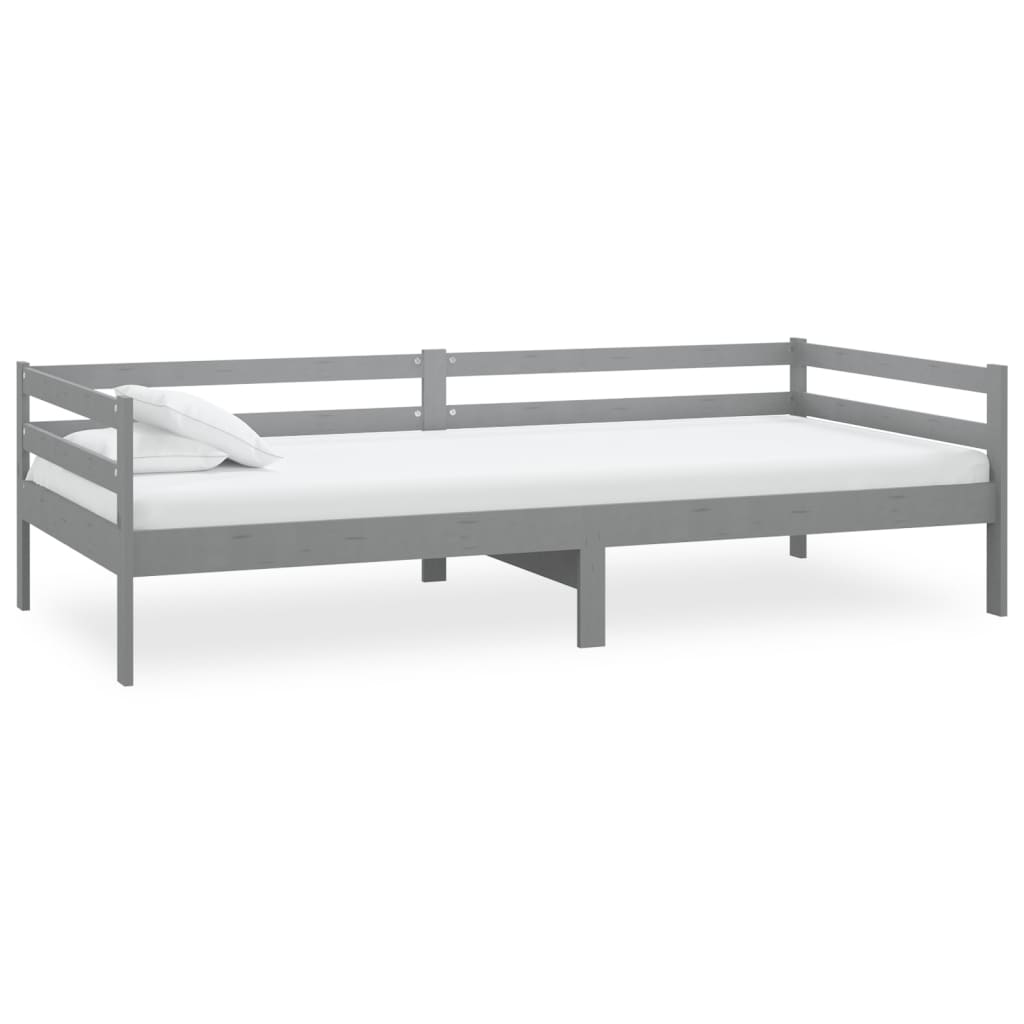 Dnevni ležaj od masivne borovine sivi 90 x 200 cm