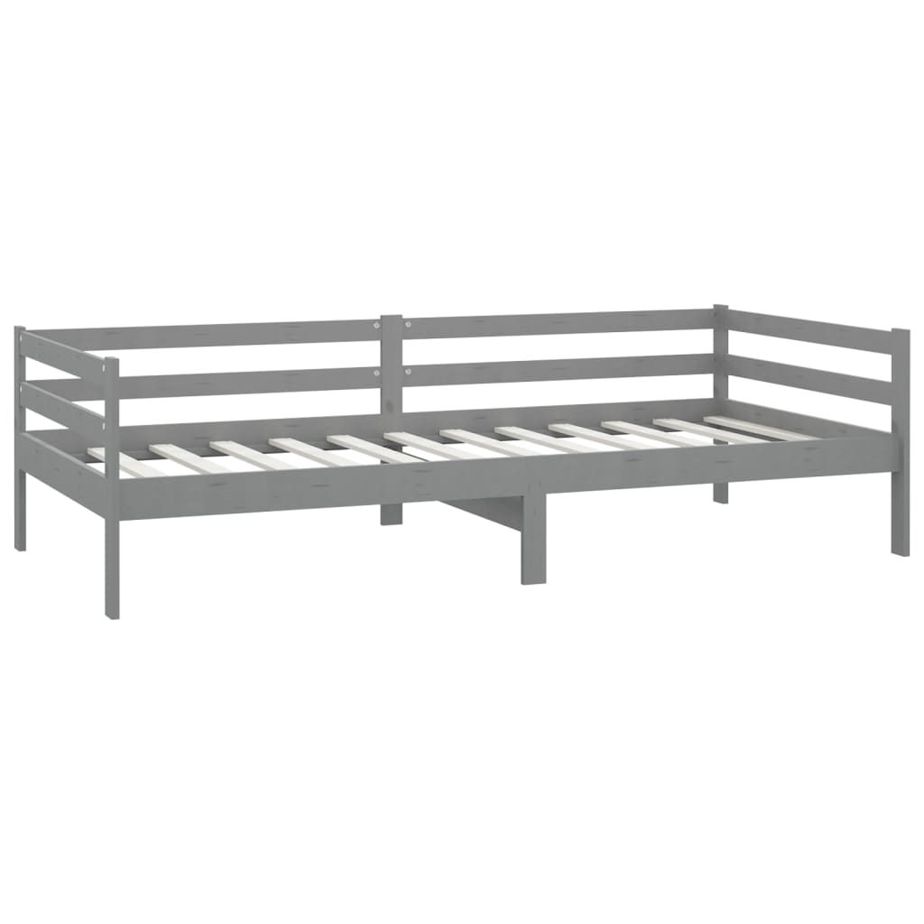 Dnevni ležaj od masivne borovine sivi 90 x 200 cm