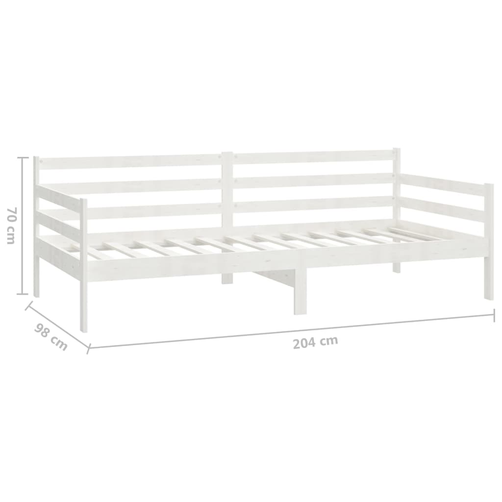 Dnevni ležaj od masivne borovine bijeli 90 x 200 cm