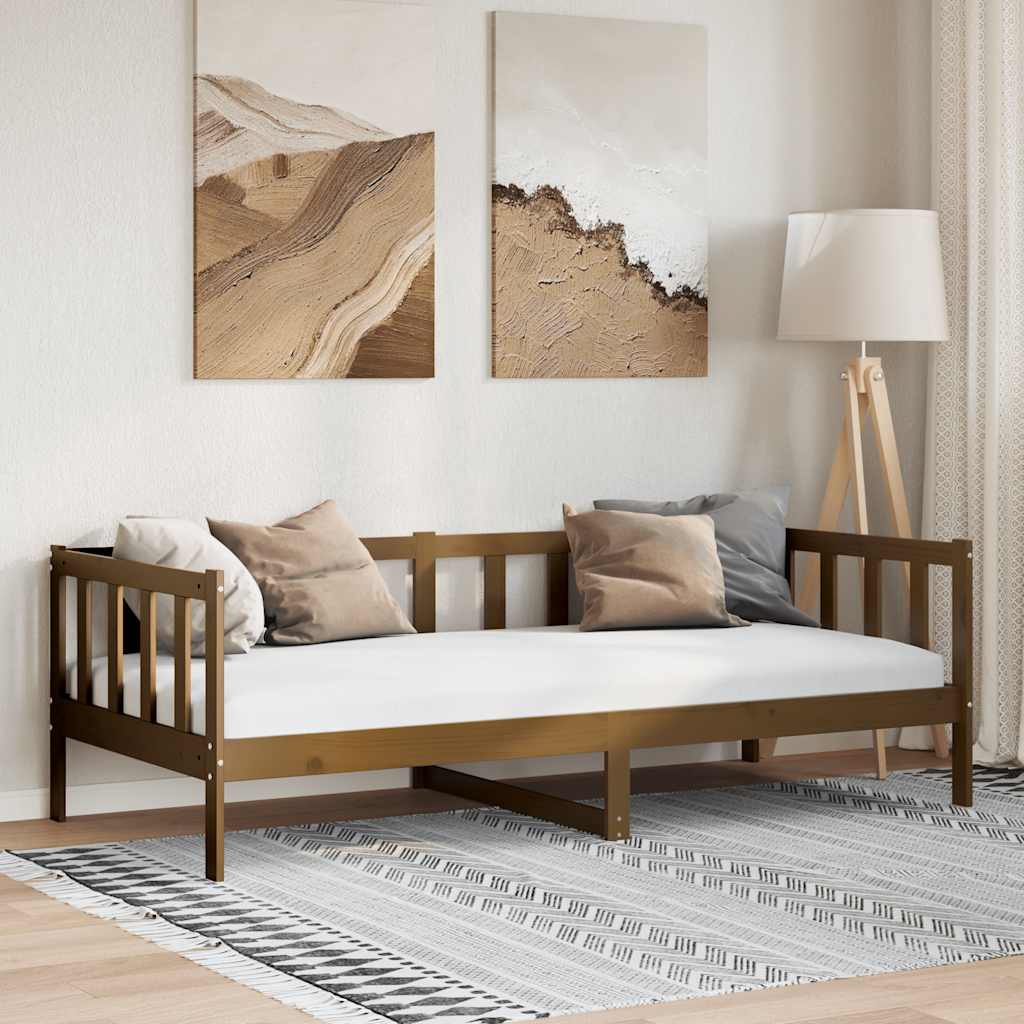Dnevni ležaj od masivne borovine smeđa boja meda 90 x 200 cm