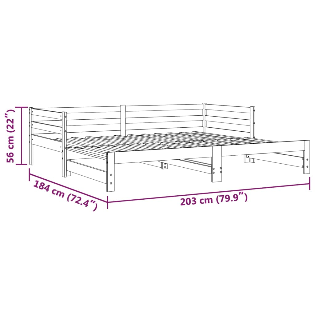 Dnevni ležaj na izvlačenje bijeli od borovine 2 x (90 x 200) cm