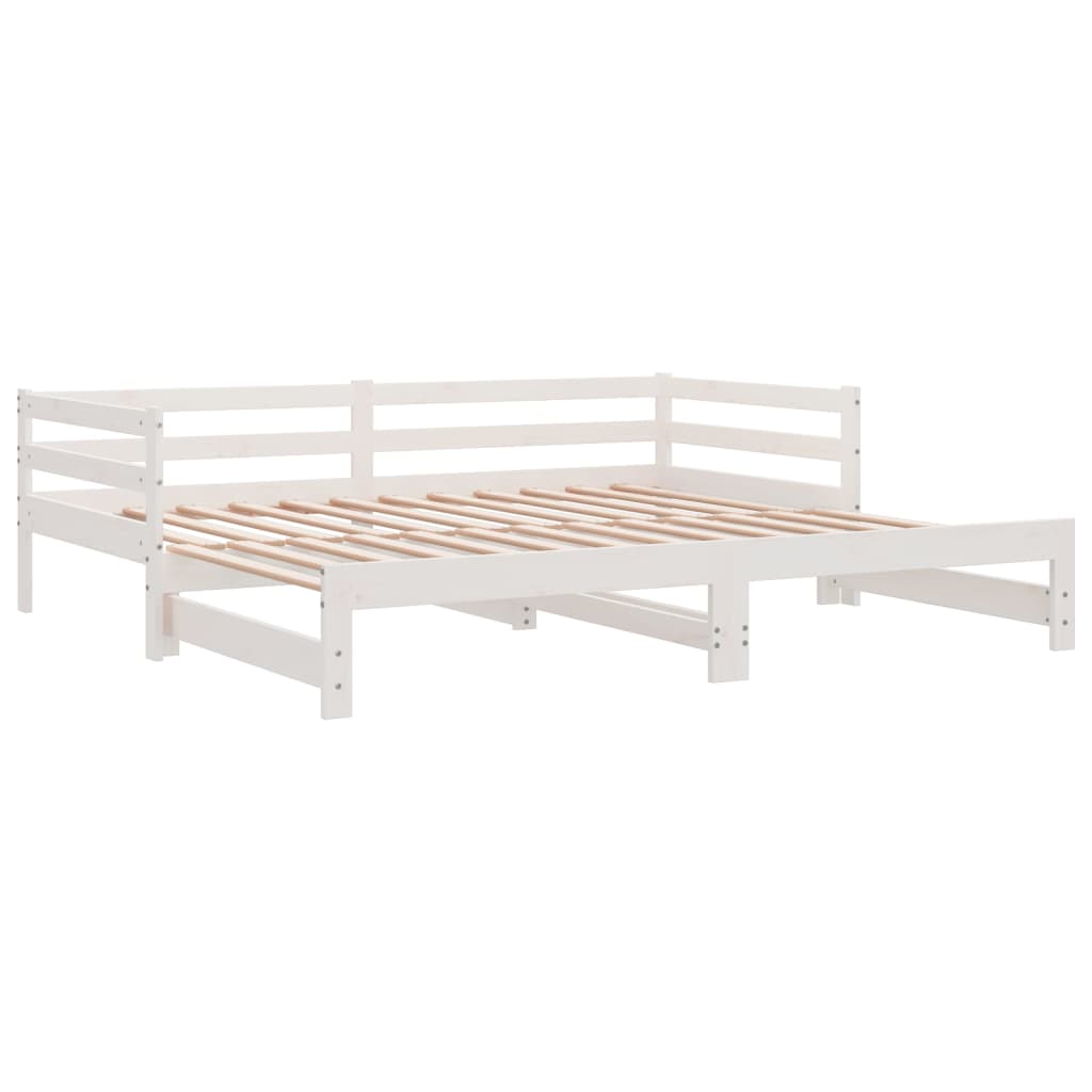 Dnevni ležaj na izvlačenje bijeli od borovine 2 x (90 x 200) cm