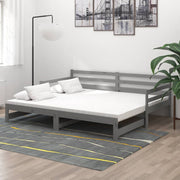 Dnevni ležaj na izvlačenje sivi od borovine 2 x (90 x 200) cm