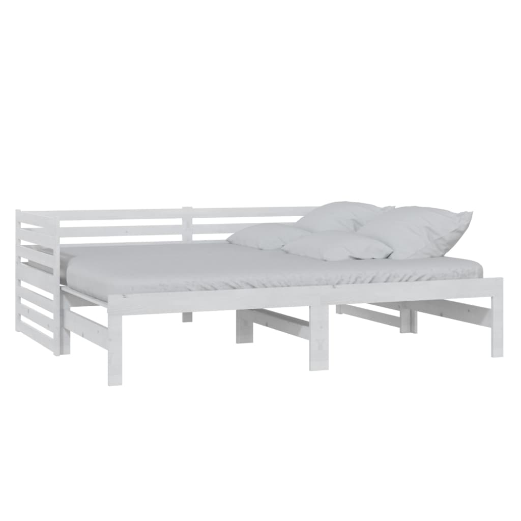 Dnevni ležaj na izvlačenje bijeli od borovine 2 x (90x200) cm