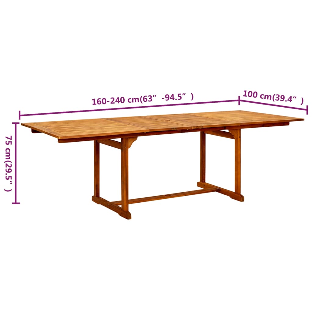 Vrtni blagovaonski stol (160 - 240)x100x75 cm od drva bagrema