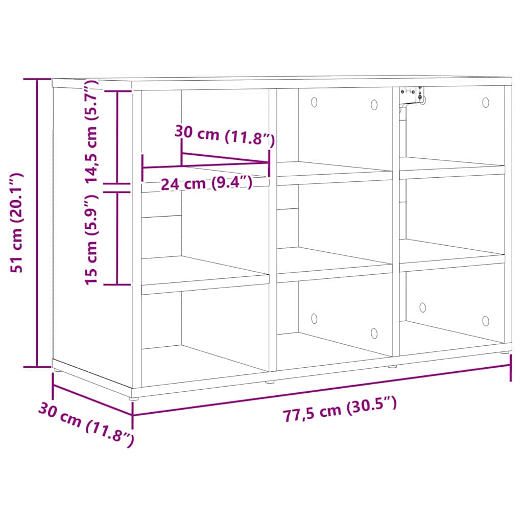 Ormar za cipele Bijelo 77,5 x 30 x 51 cm Konstruirano drvo