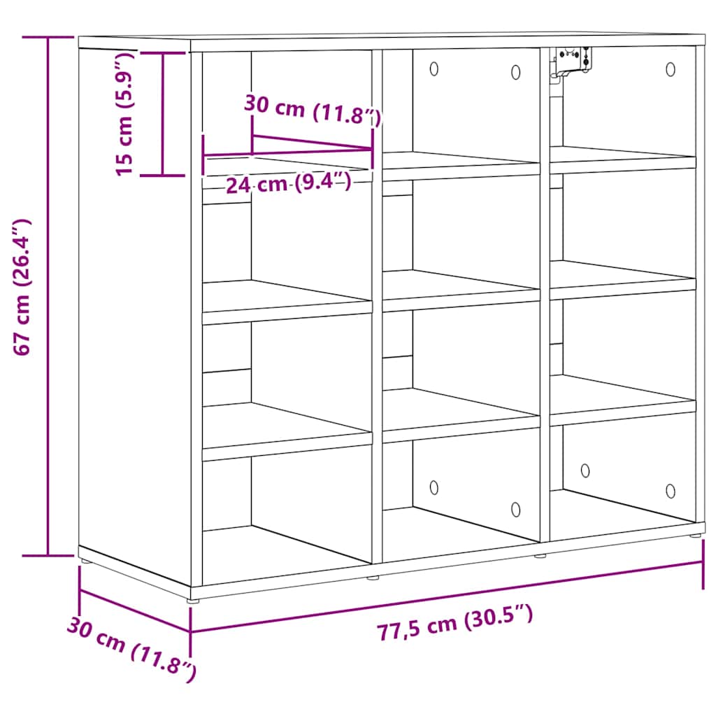 Ormar za cipele Bijelo 77,5 x 30 x 67 cm Konstruirano drvo