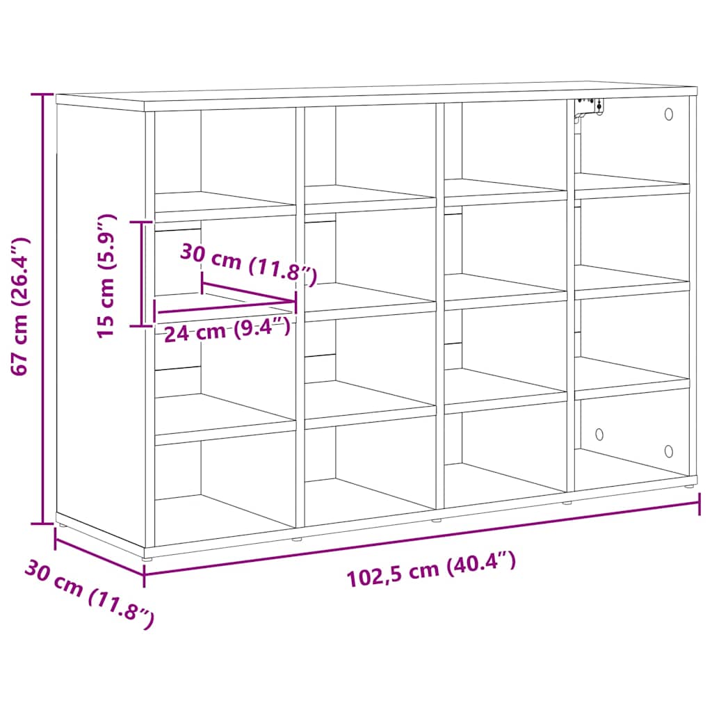 Ormar za cipele Sonoma hrast 103 x 30 x 67 cm Konstruirano drvo