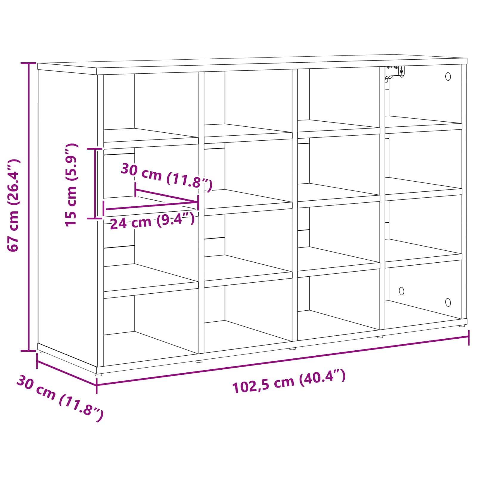 Ormar za cipele Beton siva 103 x 30 x 67 cm Konstruirano drvo