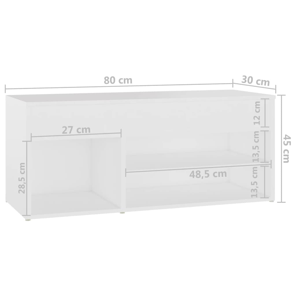 Klupa za cipele bijela 80 x 30 x 45 cm od konstruiranog drva