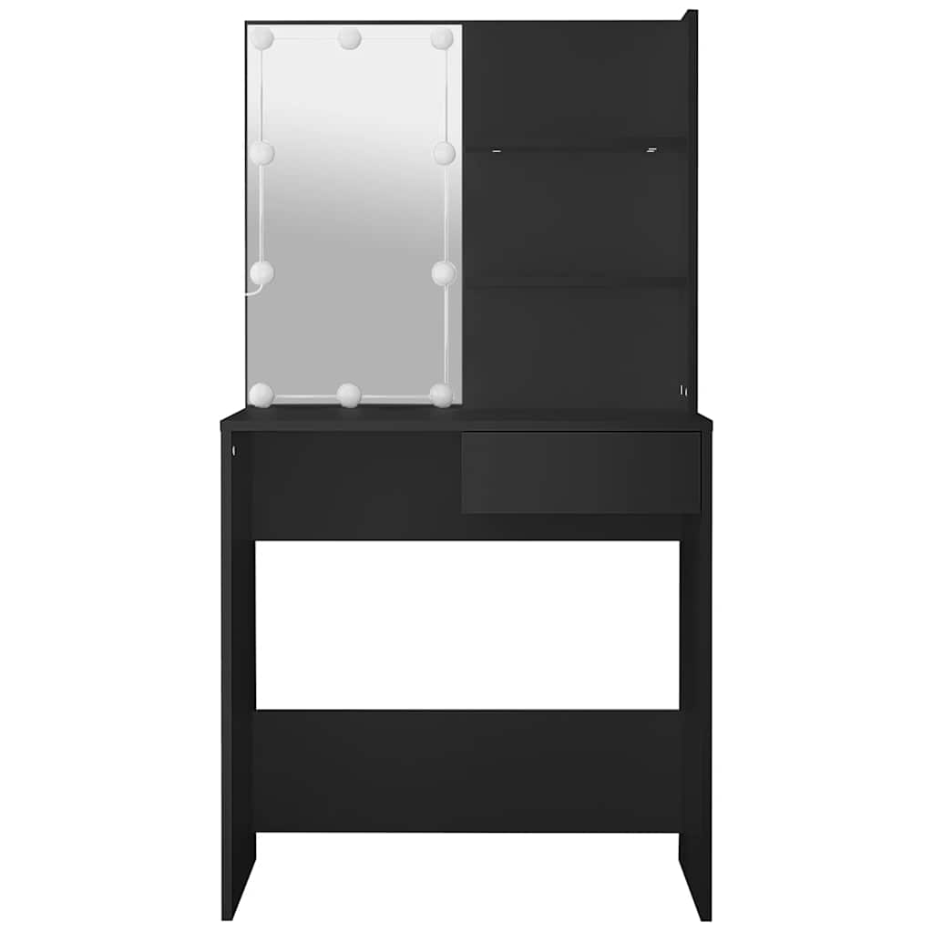 Toaletni stolić s LED svjetlima crni 74,5 x 40 x 141 cm