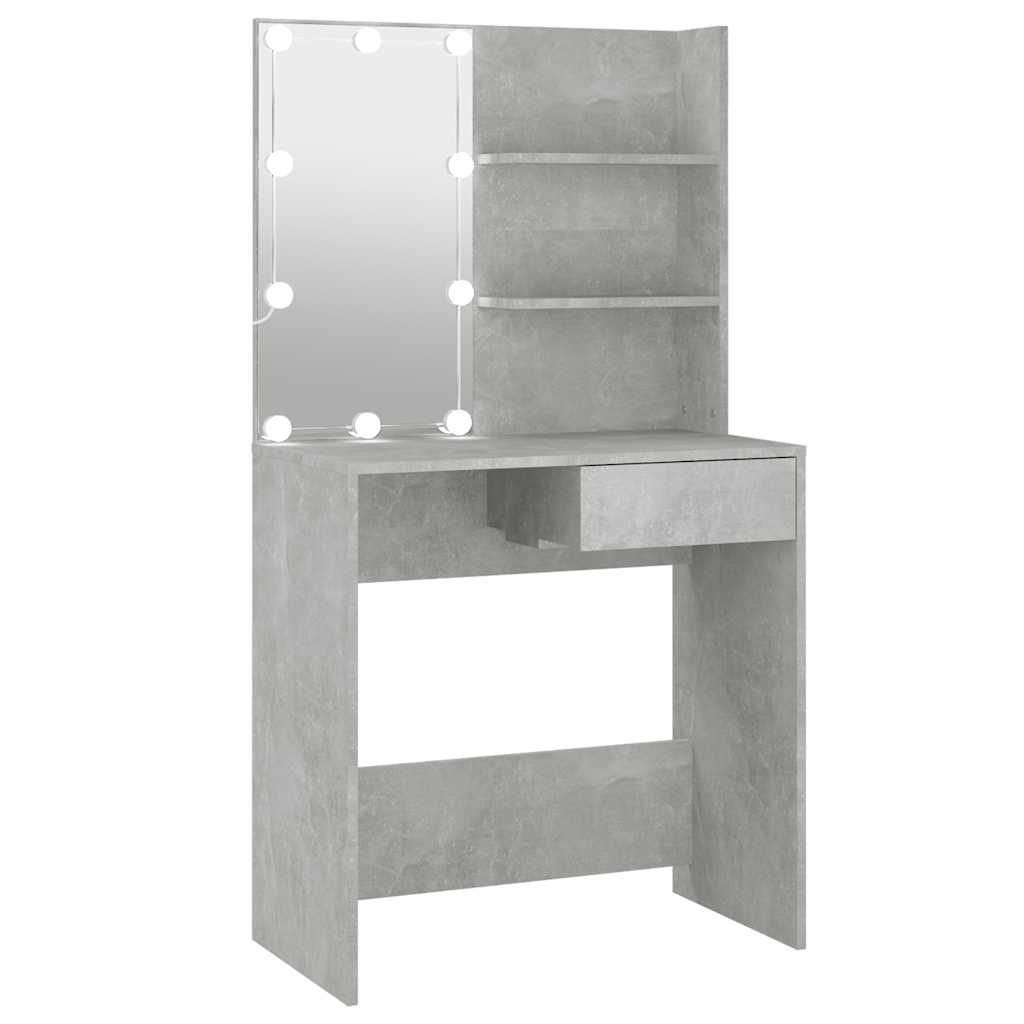 Toaletni stolić s LED svjetlima boja betona 74,5 x 40 x 141 cm