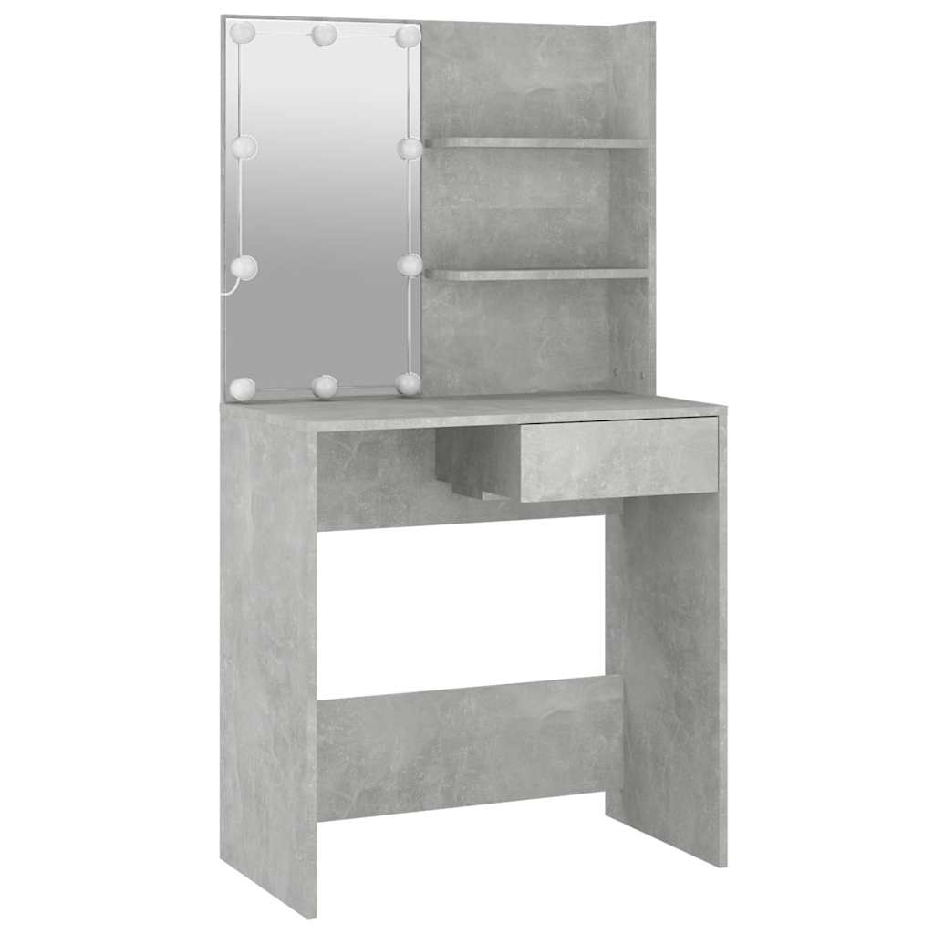 Toaletni stolić s LED svjetlima boja betona 74,5 x 40 x 141 cm