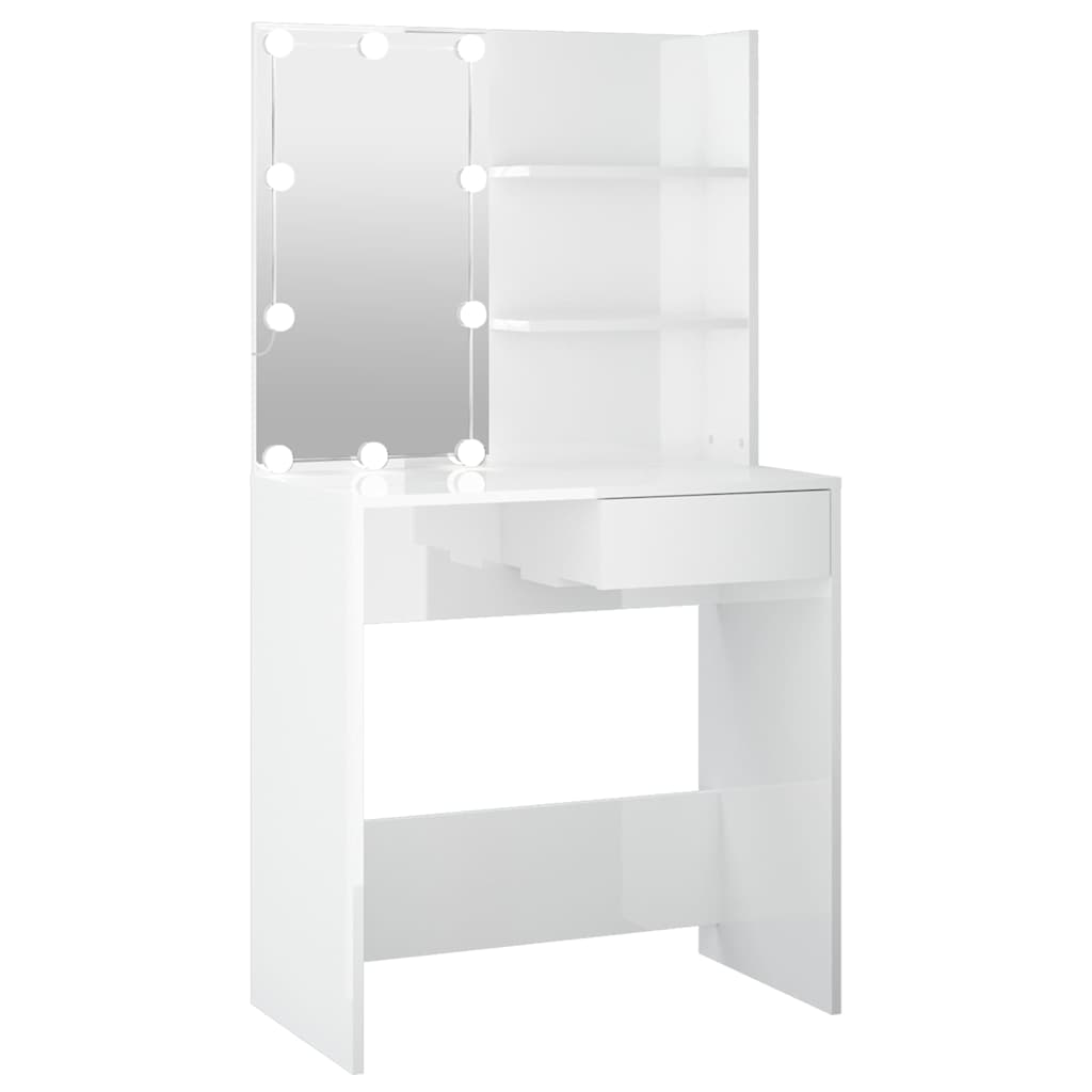 Toaletni stolić s LED svjetlima sjajni bijeli 74,5x40x141 cm