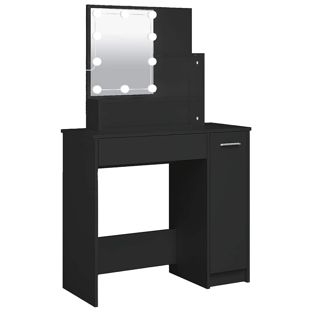 Toaletni stolić s LED svjetlima crni 86,5x35x136 cm