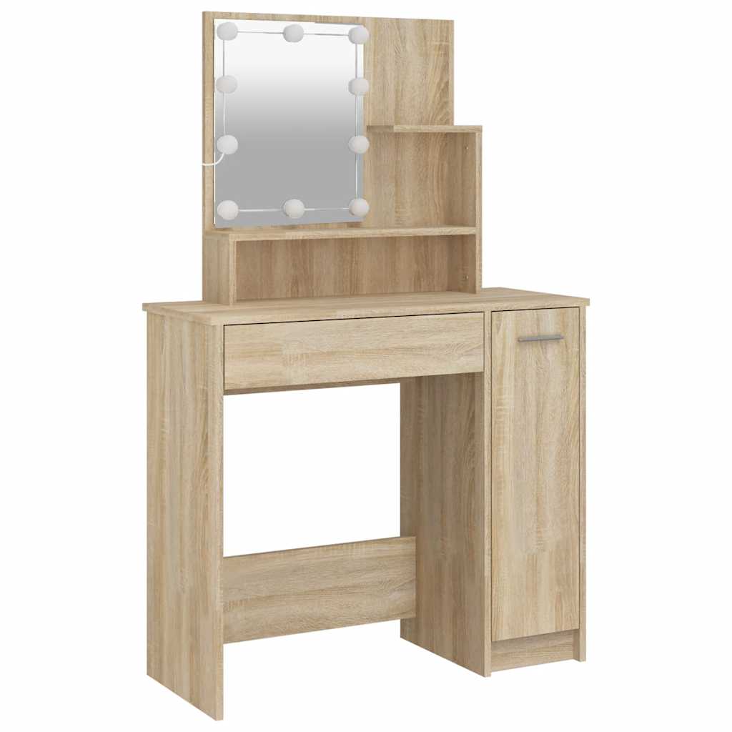 Toaletni stolić LED boja hrasta sonome 86,5 x 35 x 136 cm