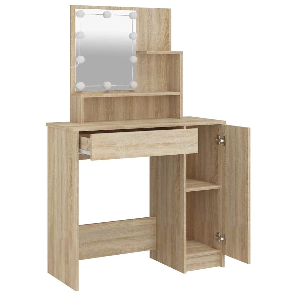 Toaletni stolić LED boja hrasta sonome 86,5 x 35 x 136 cm