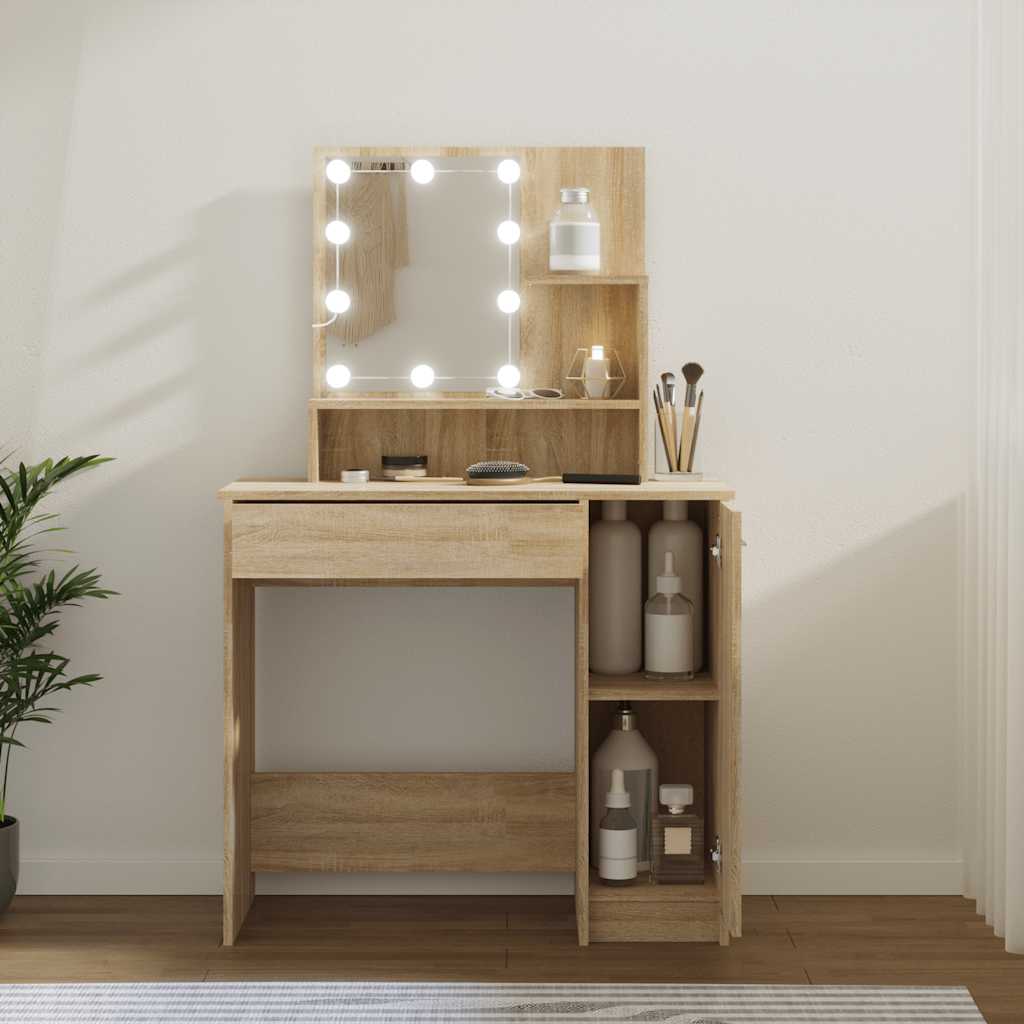 Toaletni stolić LED boja hrasta sonome 86,5 x 35 x 136 cm