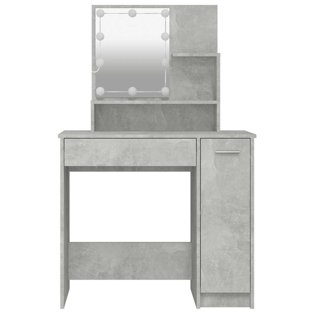Toaletni stolić s LED Siva betona 86,5x35x136 cm