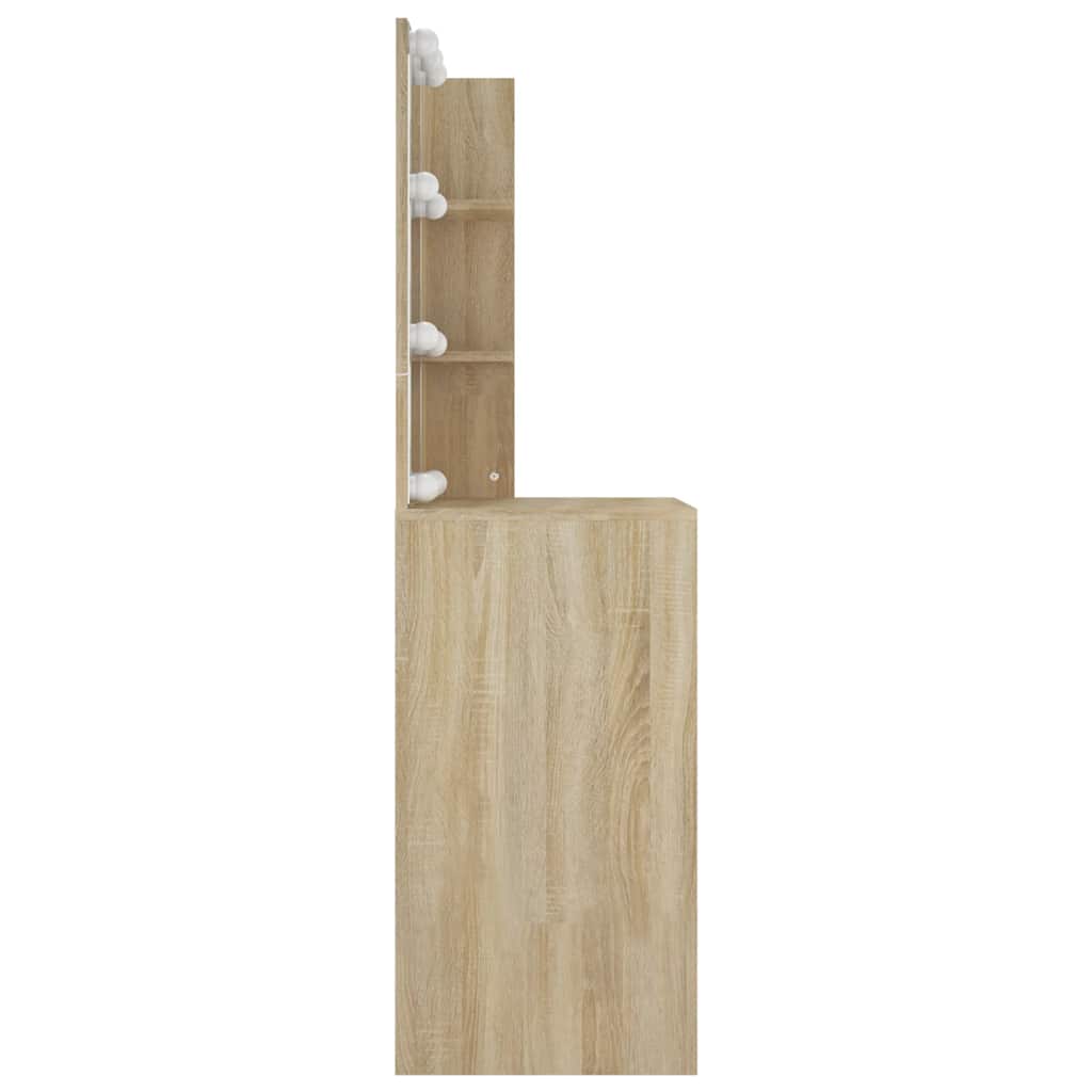 Toaletni stolić s LED svjetlima boja hrasta sonome 60x40x140 cm