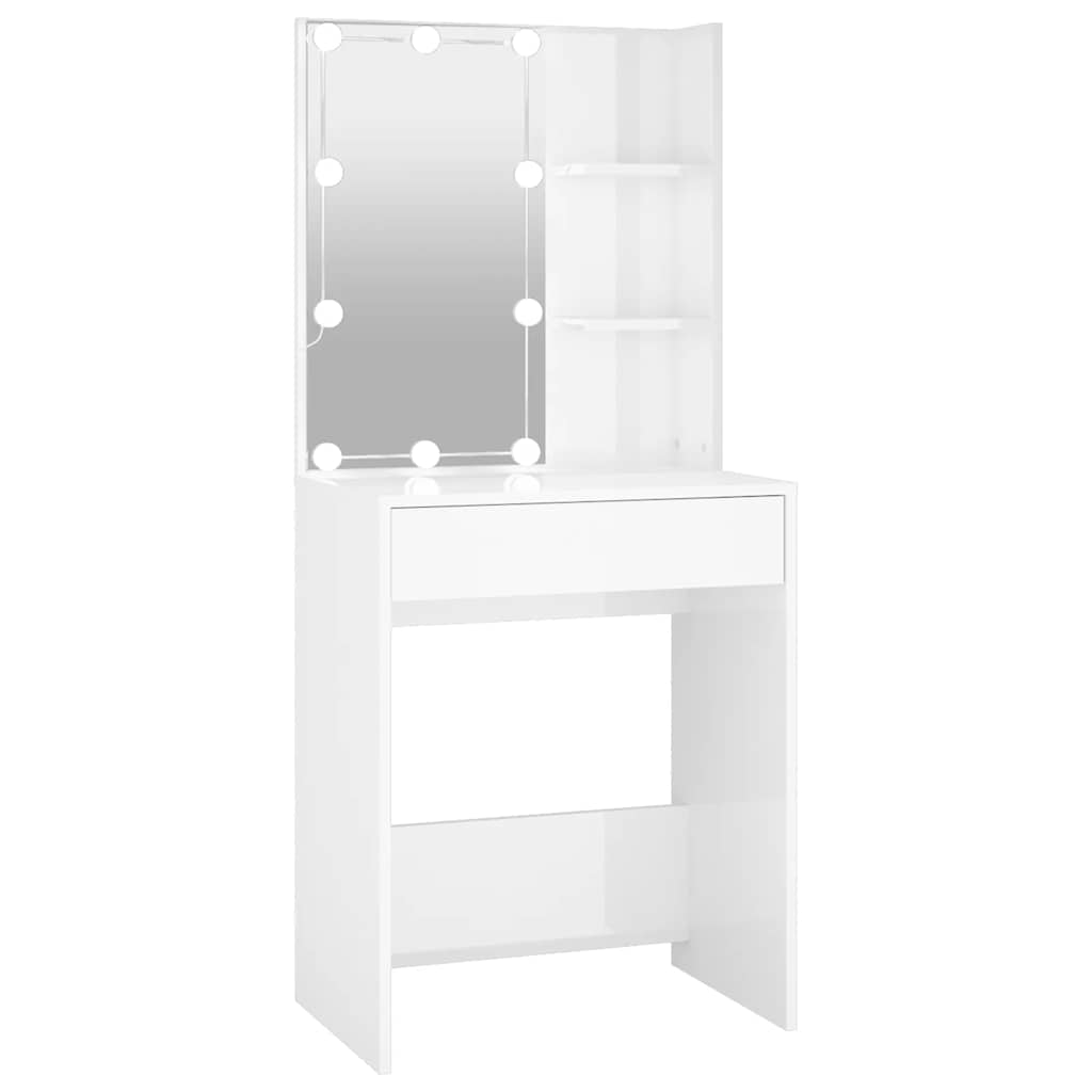 Toaletni stolić s LED svjetlima sjajni bijeli 60 x 40 x 140 cm