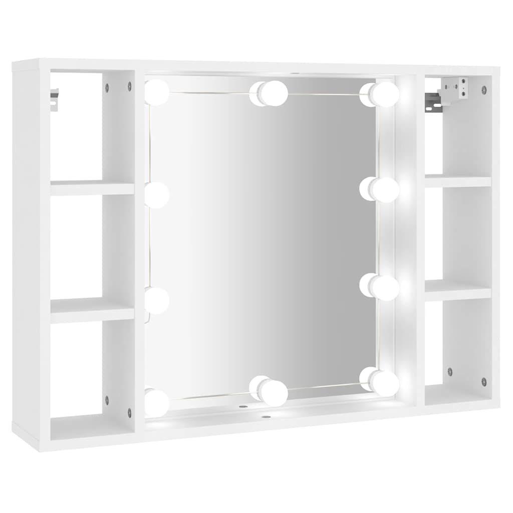 Ormarić s ogledalom i LED svjetlima bijeli 76 x 15 x 55 cm