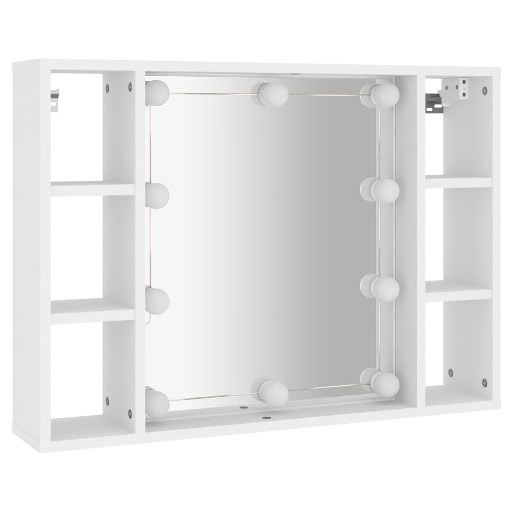 Ormarić s ogledalom i LED svjetlima bijeli 76 x 15 x 55 cm