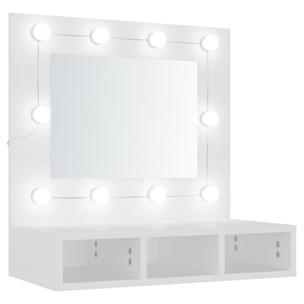 Ormarić s ogledalom i LED svjetlima bijeli 60 x 31,5 x 62 cm