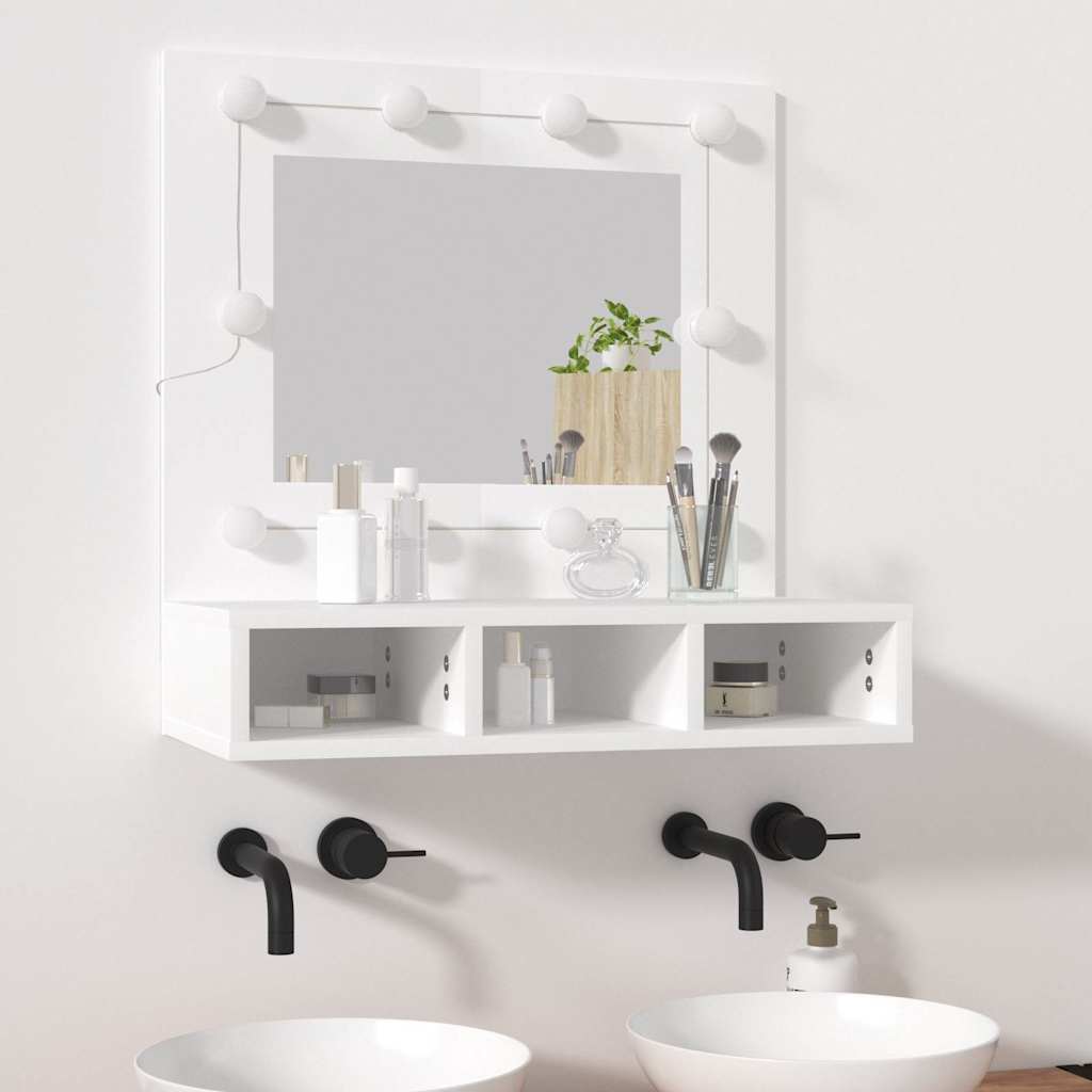 Ormarić s ogledalom i LED svjetlima bijeli 60 x 31,5 x 62 cm