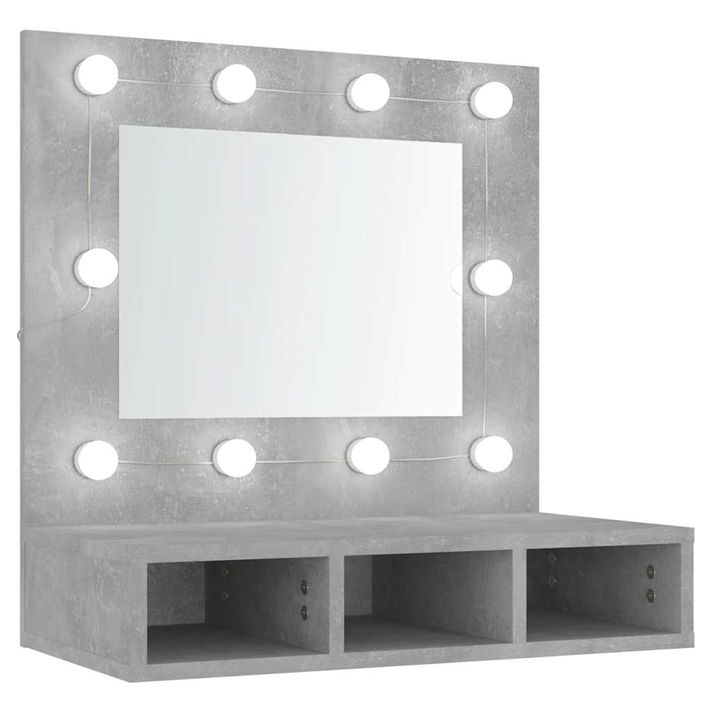 Kupaonski ormarić s LED ogledalom boja betona 60 x 31,5 x 62 cm